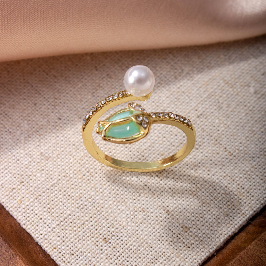 Tulip Bud Pearl Ring For Women, Fashion Niche Design Jewelry Gym From House Style 4 1