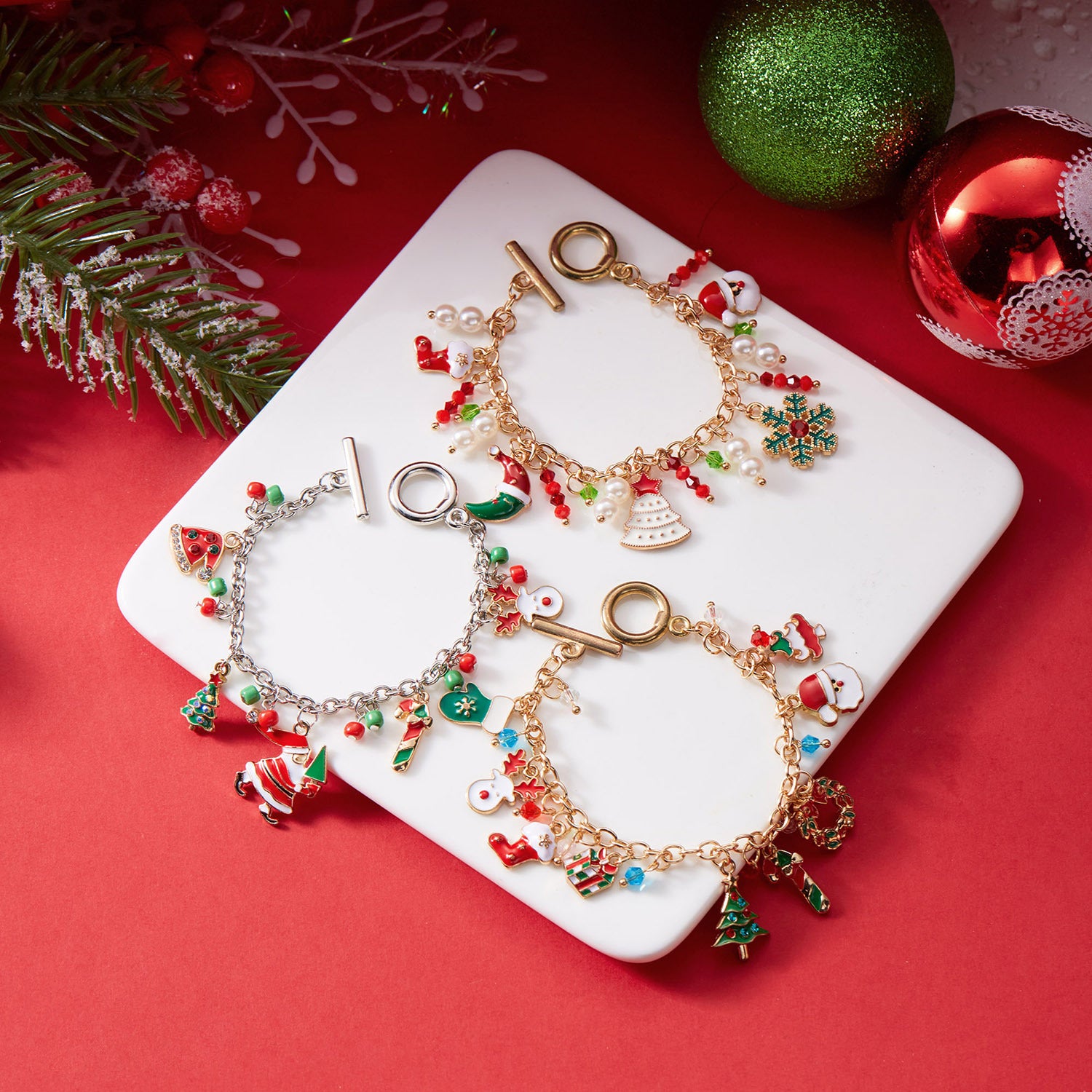 Personalized Christmas Bracelet Christmas Tree Santa Claus Jewelry Gym From House