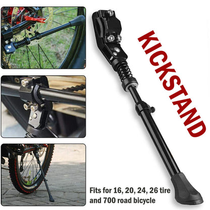 Road Bike Mountain Bicycle Adjustable Metal Bike Side Kickstand Black Vehicle dealsniper-net