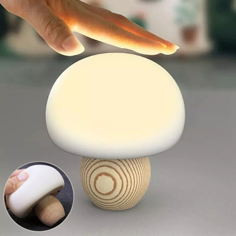 Silicone LED Night Lamp Brightness Adjustable Mushroom Pat