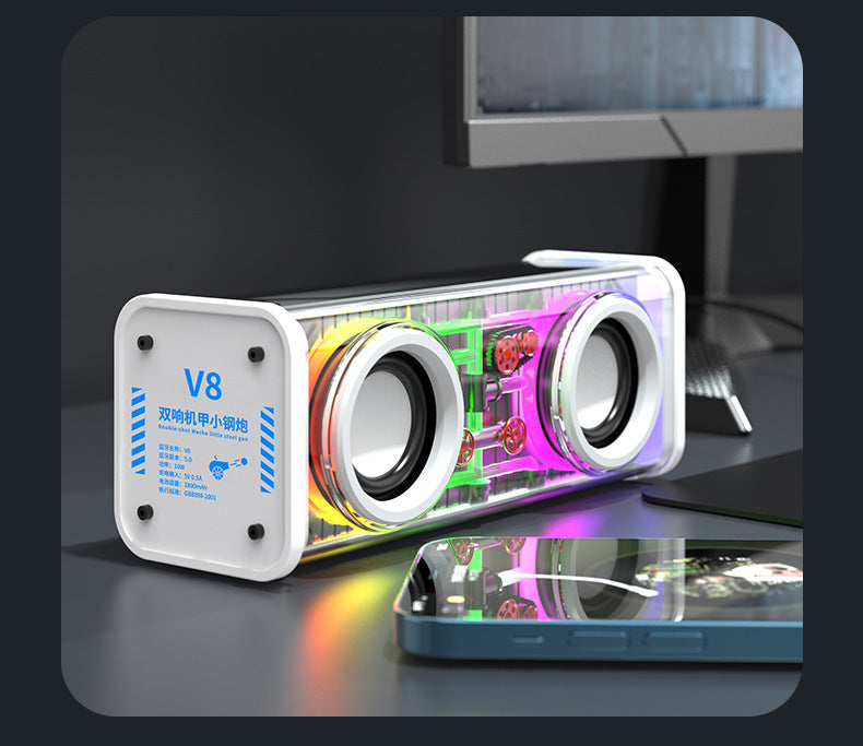 Bluetooth Speaker Transparent Mecha High Power Gadgets dealsniper-net White USB