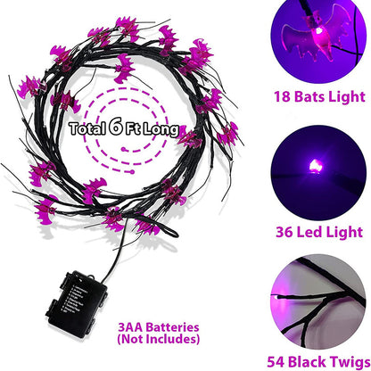 Halloween LED Willow Vine String Light Cool Cartoon Home Decor Gym From House