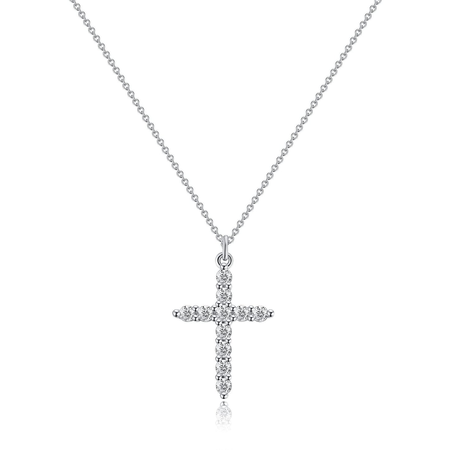 Fashion Jewelry Cross Full Diamond Crown Rotatable Necklace Jewelry dealsniper-net Silver Cross