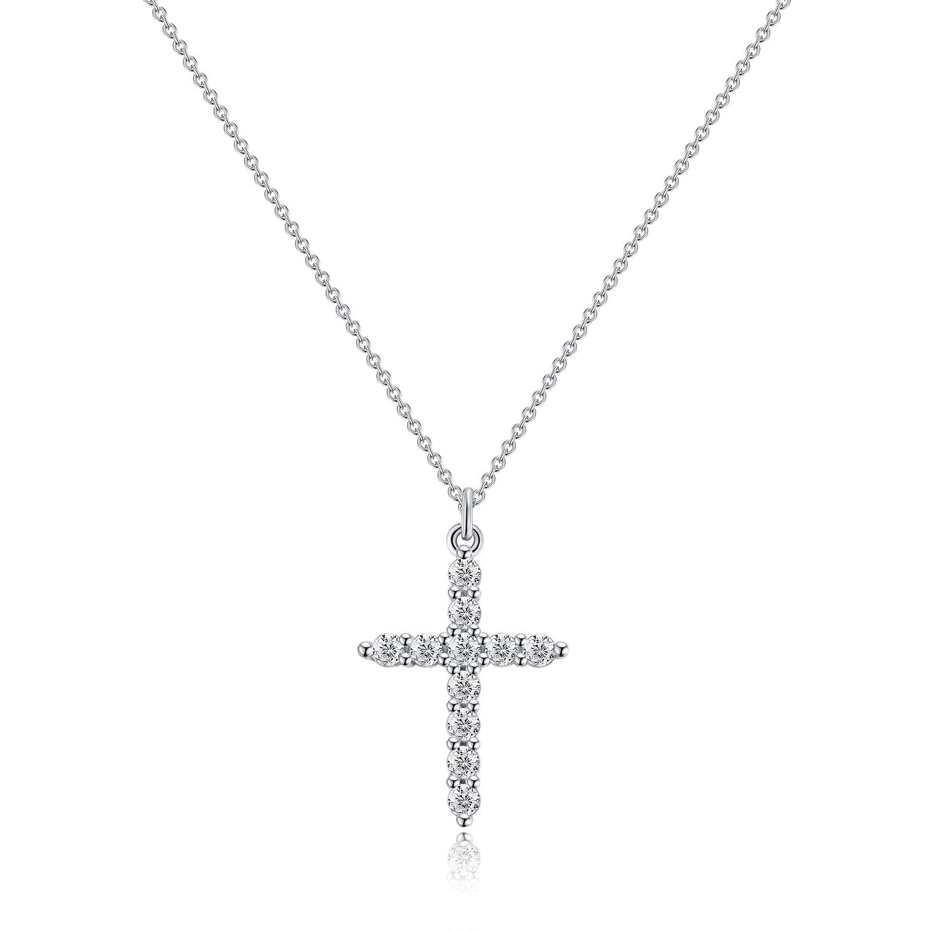 Fashion Jewelry Cross Full Diamond Crown Rotatable Necklace Jewelry DealSniper.net Silver Cross
