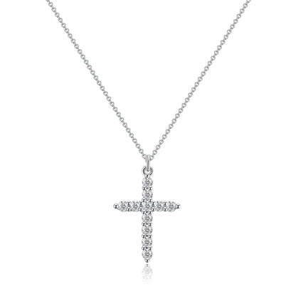 Fashion Jewelry Cross Full Diamond Crown Rotatable Necklace Jewelry dealsniper-net Silver Cross