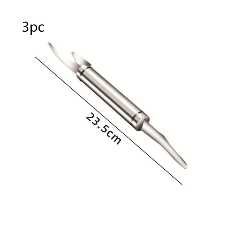 Multifunctional Stainless Steel Shrimp Remover Shrimp Line Fish Kitchen Gym From House Double Head 3PCS