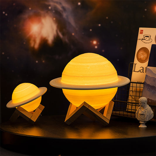 Creative 3D Printed Saturn Lamp For Home Use House dealsniper-net 3D Printing Touch Dual Colour 13CM