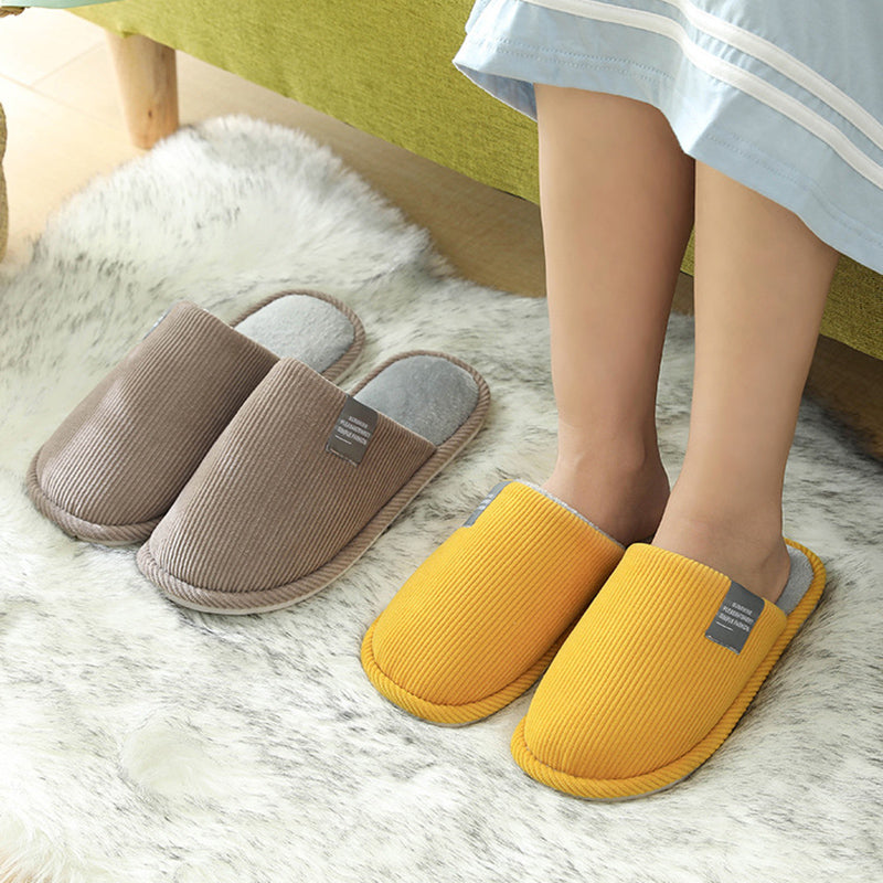 Indoor Corduroy Shoes Warm Plush Home Slipper Anti Slip Floor Women Gym From House