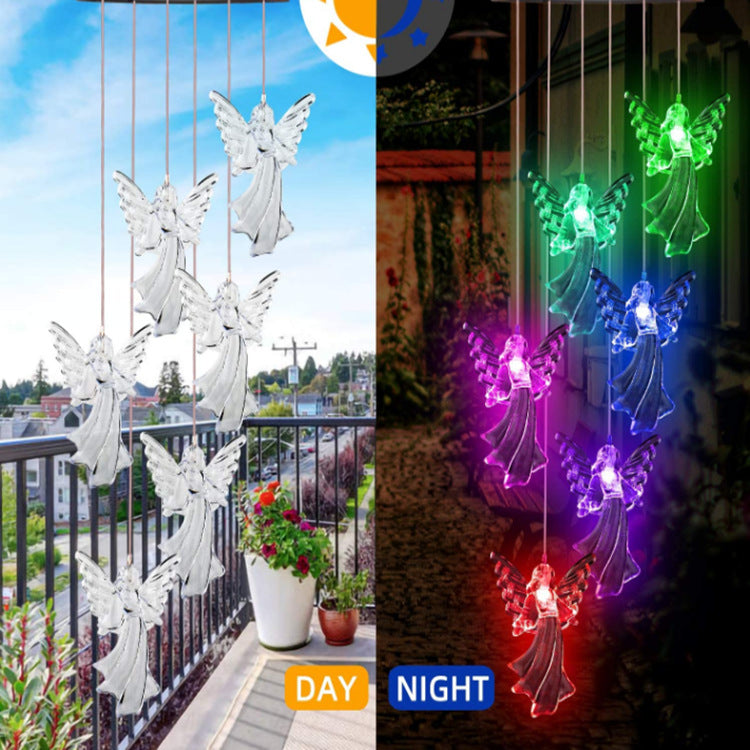 Outdoor Solar Wind Chime Lamp Hummingbird Butterfly Ball Wind