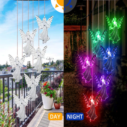 Outdoor Solar Wind Chime Lamp Hummingbird Butterfly Ball Wind