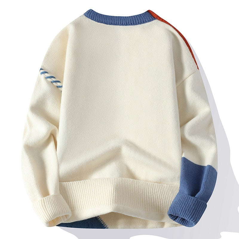 Colorblock Pullover Sweater Winter Fashion Long Sleeve