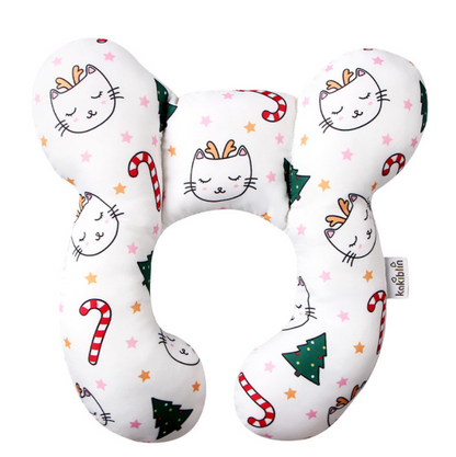 Infant Pillow Baby Bed U-Shaped Safety Seat Neck Guard Fixed Stereotyped Stroller Pillow Kids DealSniper.net Christmas tree cat OPP