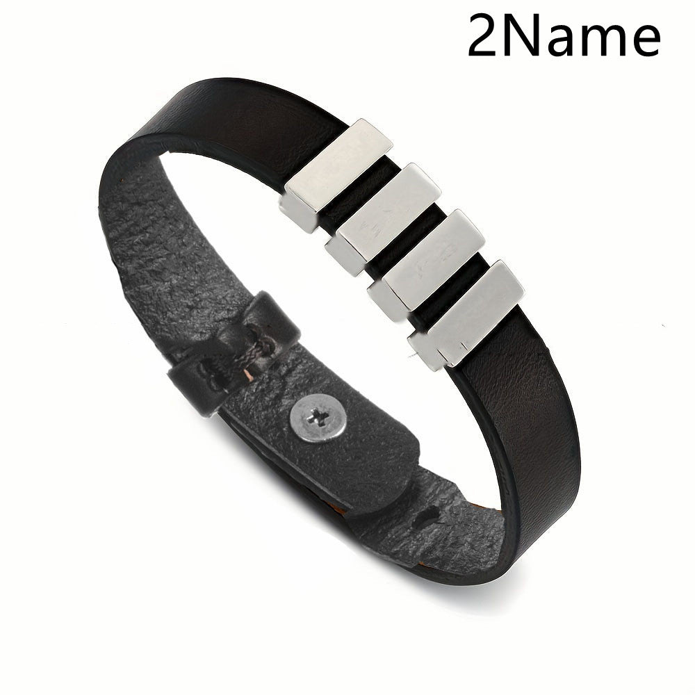 Customized Family Names Bracelet For Men Personalized Engraved Jewelry Gym From House Black 2Name
